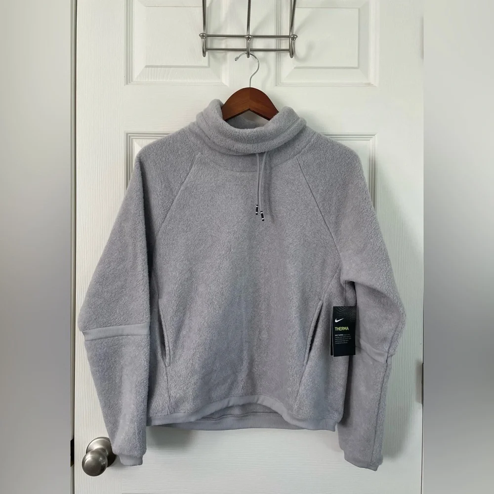 Nike Women's Light Gray Cowl Neck Sweater - Picture 1 of 7
